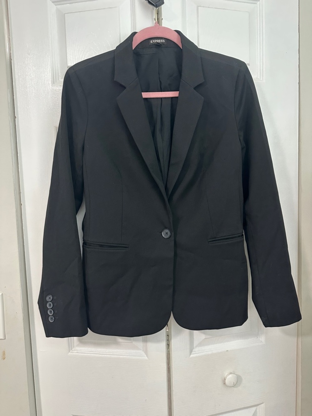 Express Black Single-Button Notch Lapel Blazer